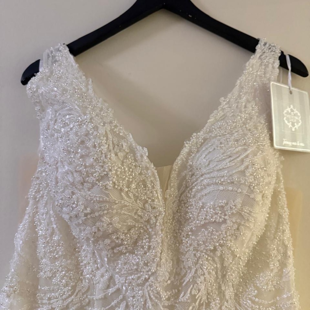 Elegant Beaded White Wedding Gown from Italy